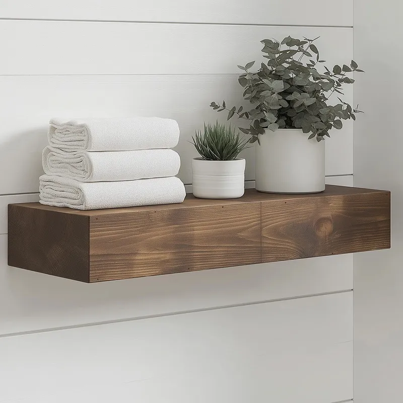 Dekorativ vegghylle i tre Hanah Home Rafect Tre (13 x 60 x 11 cm) Modell enkel hylle, undefined