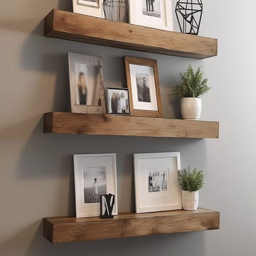 Dekorativ vegghylle i tre Hanah Home Rafect Tre (13 x 60 x 11 cm) Modell trippel hylle - Oppbevaring - Hyller - Vegghylle