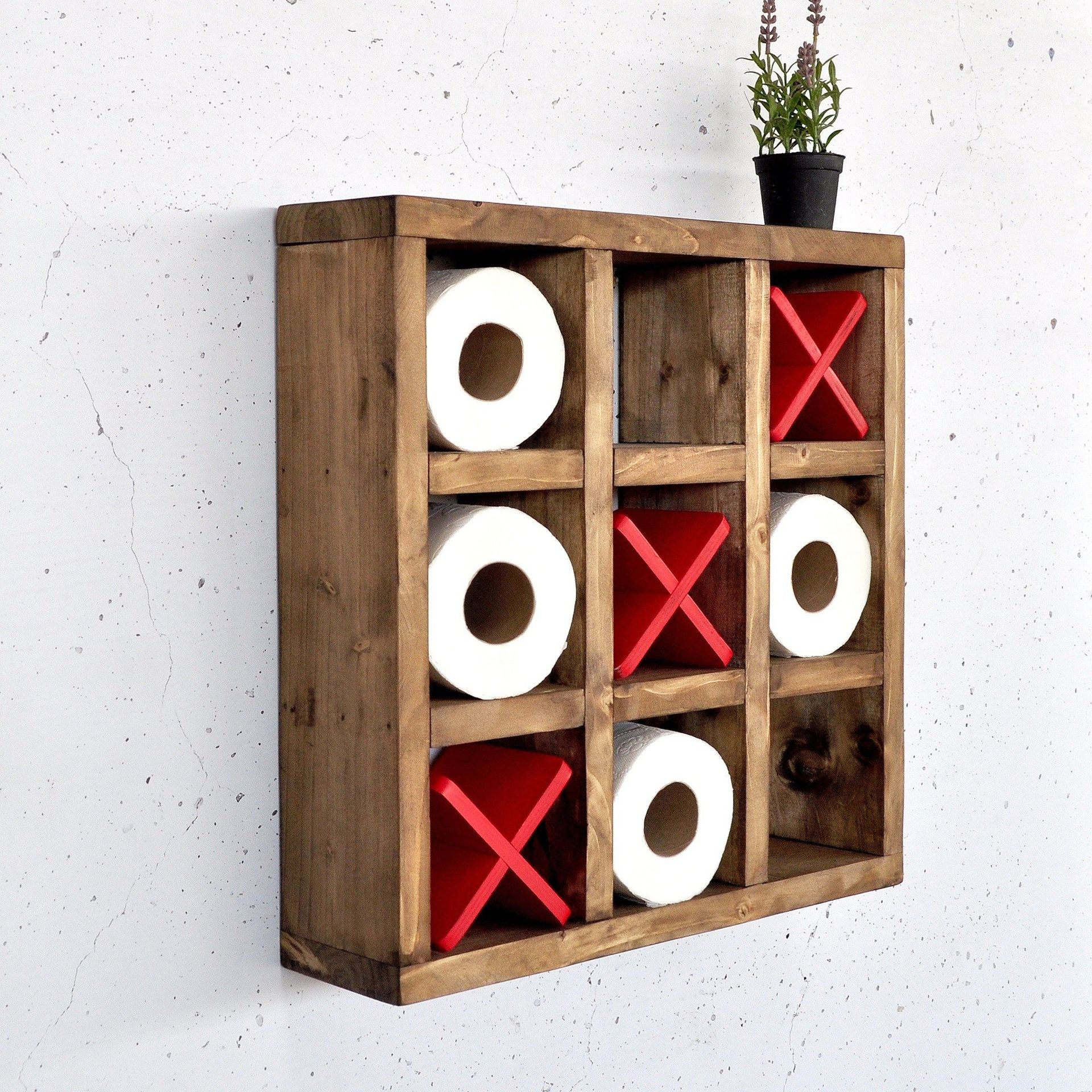 Dekorativ vegghylle i tre Hanah Home Raflin (42,5 x 42,5 x 11 cm) Tre / Rød -