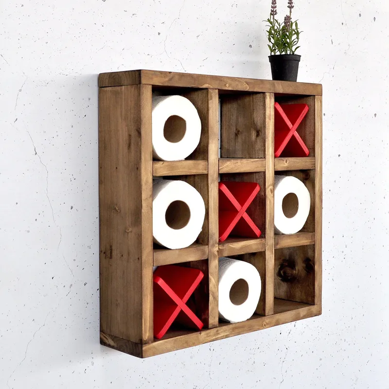 Dekorativ vegghylle i tre Hanah Home Raflin (42,5 x 42,5 x 11 cm) Tre / Rød, undefined