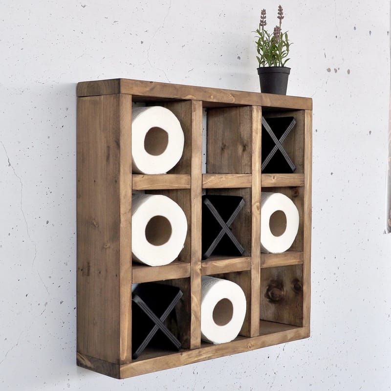 Dekorativ vegghylle i tre Hanah Home Raflin (42,5 x 42,5 x 11 cm) Tre / Svart - Oppbevaring - Hyller - Vegghylle