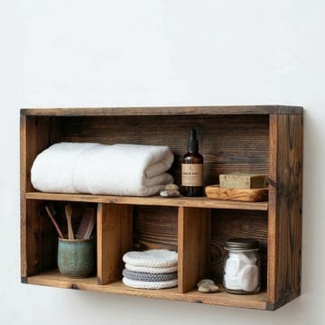 Dekorativ vegghylle i tre Wallxpert Rafello (50 x 30 x 14 cm) Mørkt tre - Trefarge(r) - Oppbevaring - Hyller - Vegghylle