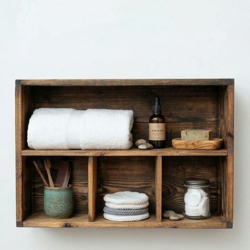 Dekorativ vegghylle i tre Wallxpert Rafello (50 x 30 x 14 cm) Mørkt tre - Trefarge(r) - Oppbevaring - Hyller - Vegghylle