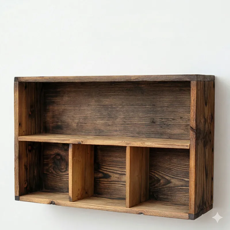 Dekorativ vegghylle i tre Wallxpert Rafello (50 x 30 x 14 cm) Tre, Naturlig trefinish