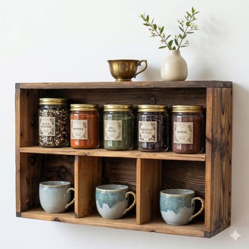 Dekorativ vegghylle i tre Wallxpert Rafello (50 x 30 x 14 cm) Tre - Naturlig trefinish - Oppbevaring - Hyller - Vegghylle