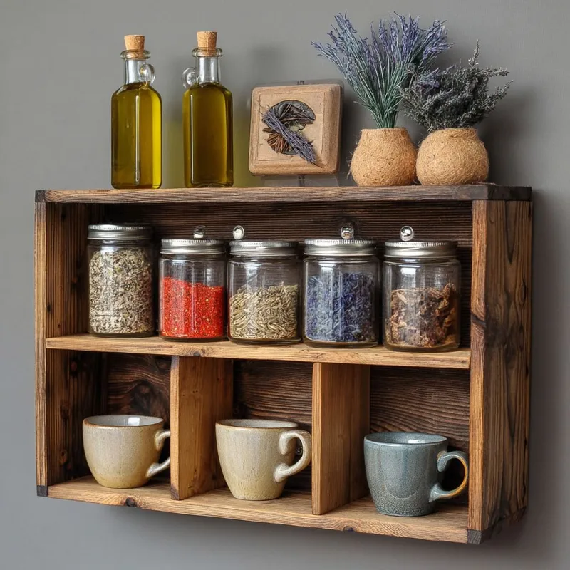 Dekorativ vegghylle i tre Wallxpert Rafello (50 x 30 x 14 cm) Tre - Naturlig trefinish - Oppbevaring - Hyller - Vegghylle