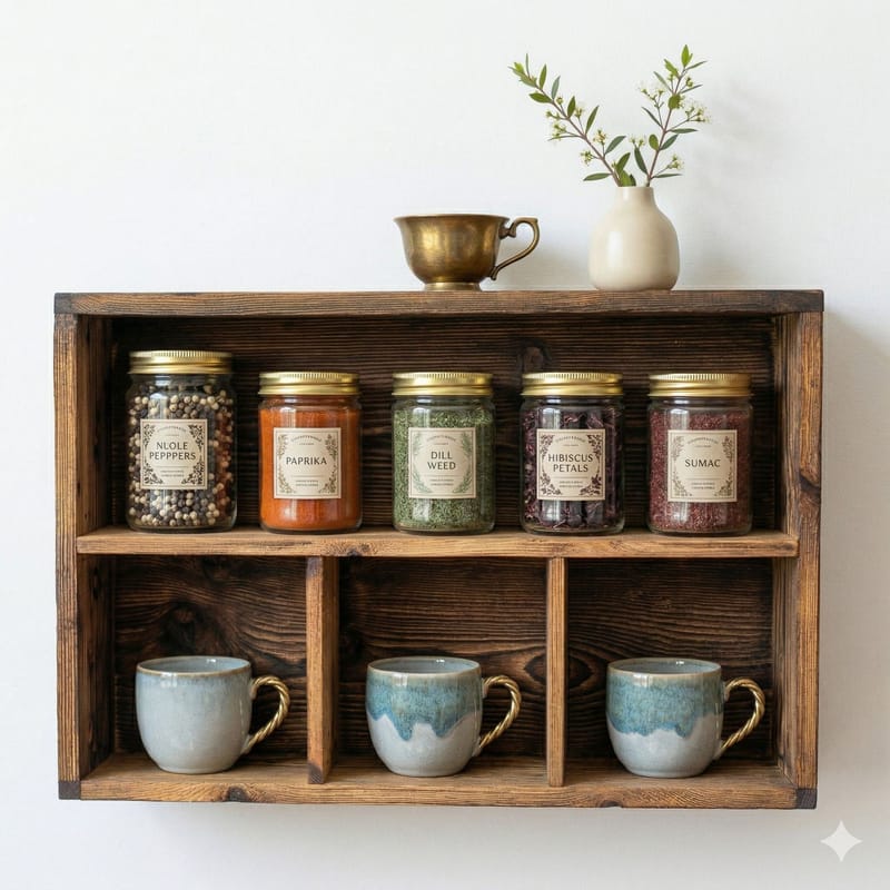 Dekorativ vegghylle i tre Wallxpert Rafello (50 x 30 x 14 cm) Tre - Naturlig trefinish - Oppbevaring - Hyller - Vegghylle
