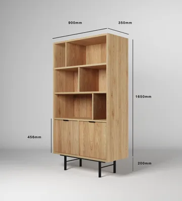 Dravo Bokhylle 90x185 cm - Naturlig hickory - Oppbevaring - Hyller - Bokhylle