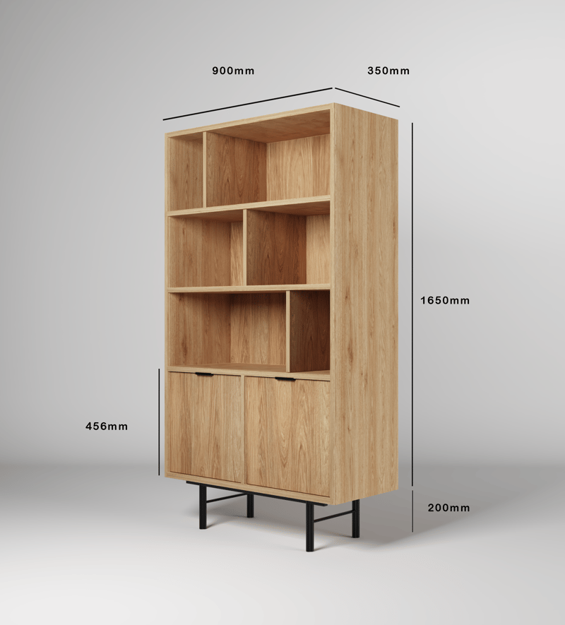 Dravo Bokhylle 90x185 cm - Naturlig hickory - Oppbevaring - Hyller - Bokhylle