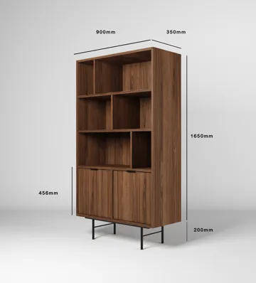 Dravo Bokhylle 90x185 cm - Warmia valnøtt - Oppbevaring - Hyller - Bokhylle