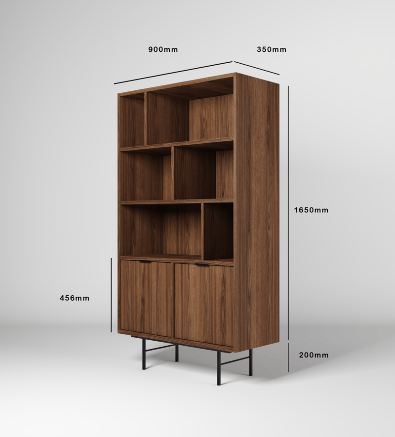 Dravo Bokhylle 90x185 cm - Warmia valnøtt - Oppbevaring - Hyller - Bokhylle