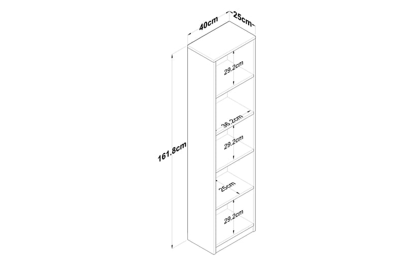 Dystany Bokhylle 40 cm - Hvit/Valnøtt - Oppbevaring - Hyller - Bokhylle