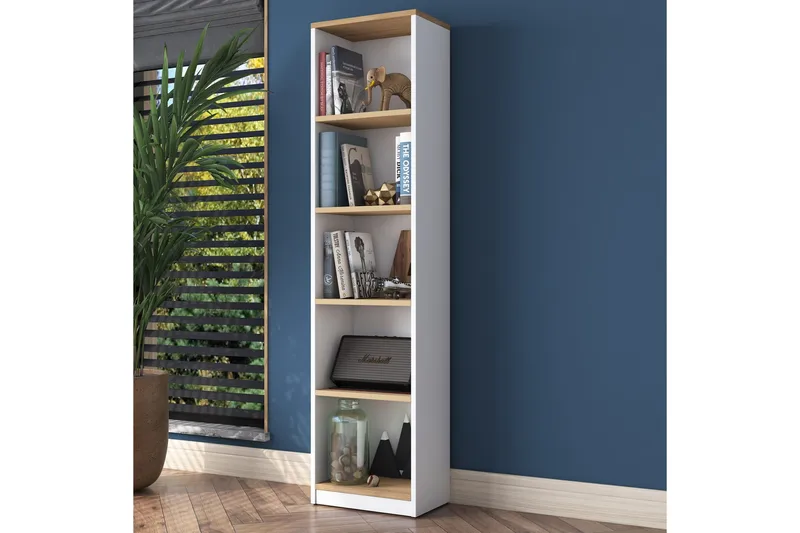 Dystany Bokhylle 40 cm - Hvit/Valnøtt - Oppbevaring - Hyller - Bokhylle