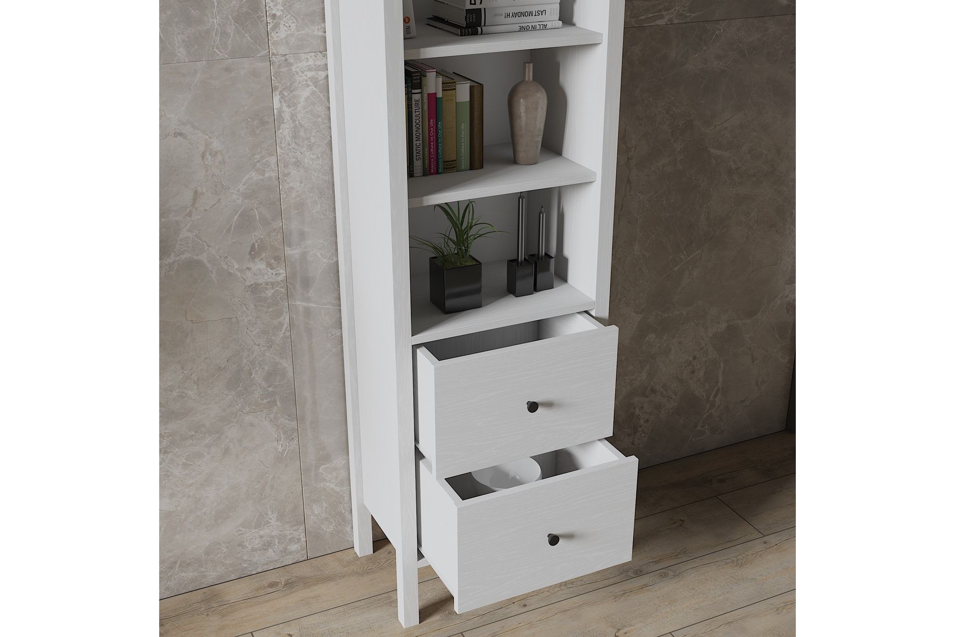 Elspet Bokhylle 80 cm - Brun/Hvit - Oppbevaring - Hyller - Bokhylle