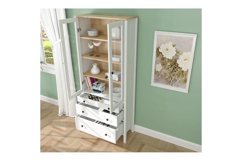 Elvan Bokhylle 83 cm - Natur/Hvit - Oppbevaring - Hyller - Bokhylle