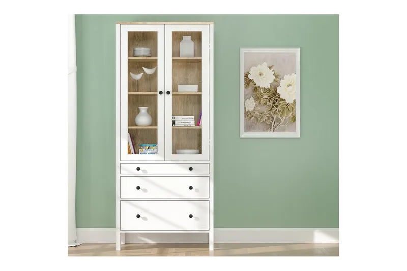 Elvan Bokhylle 83 cm - Natur/Hvit - Oppbevaring - Hyller - Bokhylle