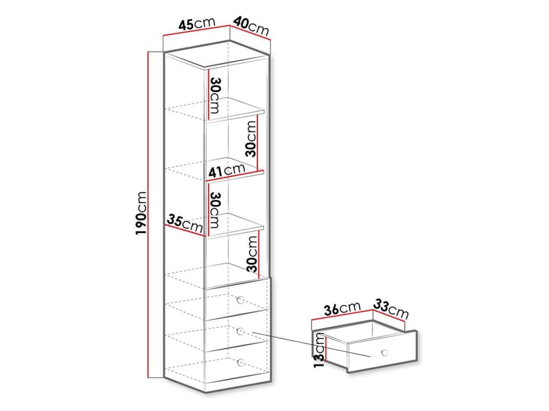 Elvaren Bokhylle 45 cm med Åpne Hyller - Oppbevaring - Hyller - Bokhylle