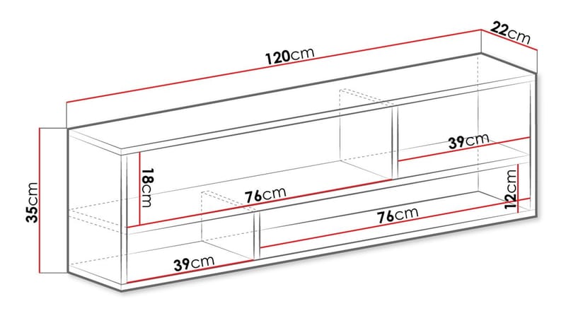 Elvaren Vegghylle 120 cm i Tre - Hvit|Beige - Oppbevaring - Hyller - Vegghylle