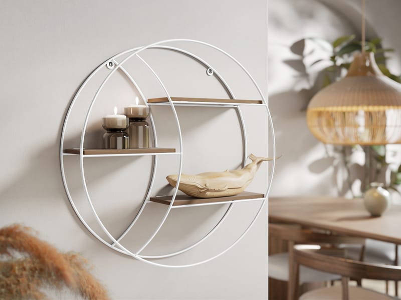 Elyran vegghylle 44 cm - hvit, brun - Oppbevaring - Hyller - Vegghylle