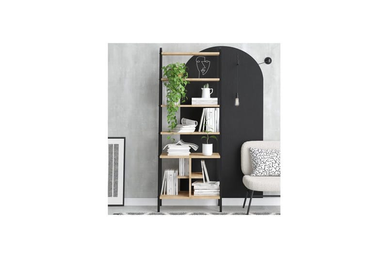 Elyros Bokhylle 64 cm - Eik/Sort - Oppbevaring - Hyller - Bokhylle