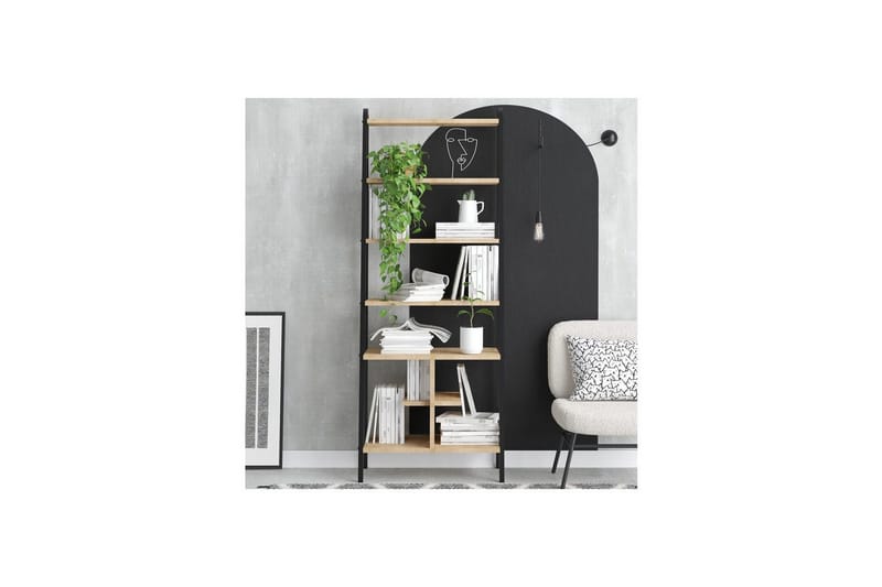 Elyros Bokhylle 64 cm - Eik/Sort - Oppbevaring - Hyller - Bokhylle