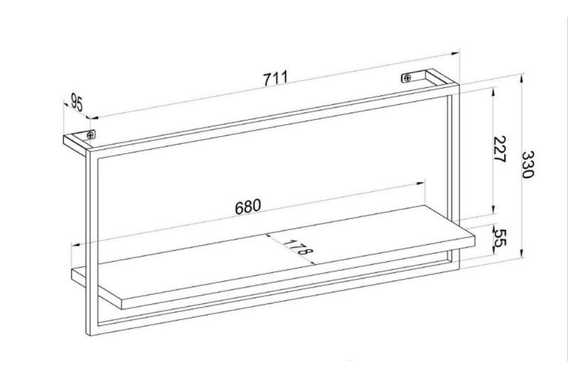 Euri Vegghylle 71,1 cm - Svart - Oppbevaring - Hyller - Vegghylle