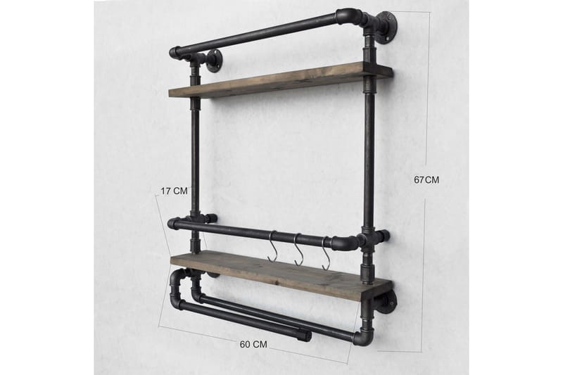 Evila Vegghylle Rør/Tre - Oppbevaring - Hyller - Vegghylle