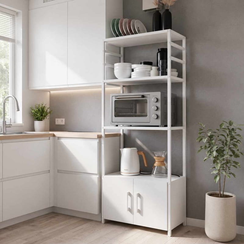 Flerbrukshylle Hanah Home Modu (56 x 138 x 30 cm) Hvit - Hvit - Oppbevaring - Hyller - Hylleplan & hyllekonsoll