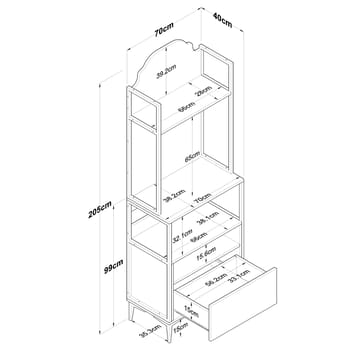Flerbruksskap Wallxpert Gala Shelf (70 x 205 x 40 cm) Hvit - Hvit - Oppbevaring - Hyller - Hyllesystem
