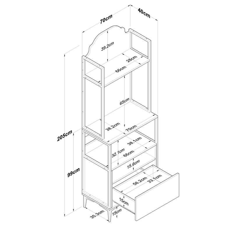 Flerbruksskap Wallxpert Gala Shelf (70 x 205 x 40 cm) Hvit - Hvit - Oppbevaring - Hyller - Hyllesystem