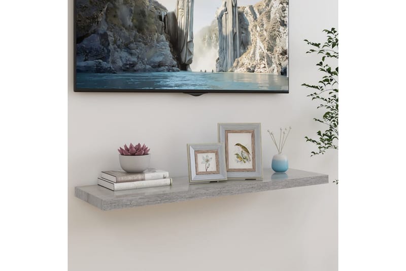 Flytende vegghylle betonggrå 100x23,5x3,8 cm MDF - Grå - Oppbevaring - Hyller - Vegghylle