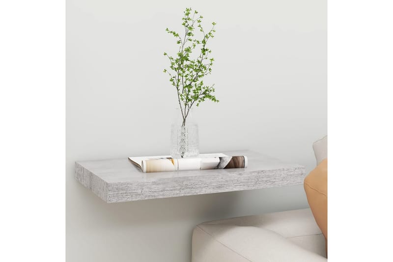 Flytende vegghylle betonggrå 50x23x3,8 cm MDF - Grå - Oppbevaring - Hyller - Vegghylle