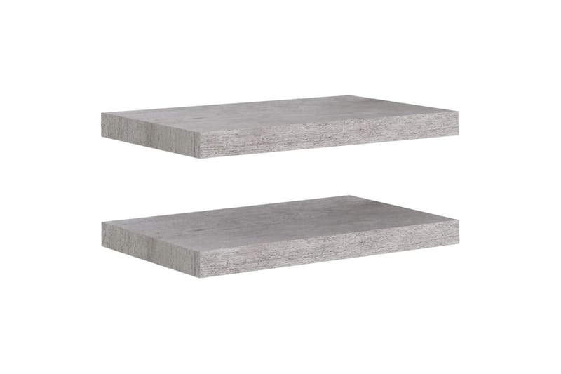 Flytende vegghyller 2 stk betonggrå 50x23x3,8 cm MDF - Grå - Vegghylle