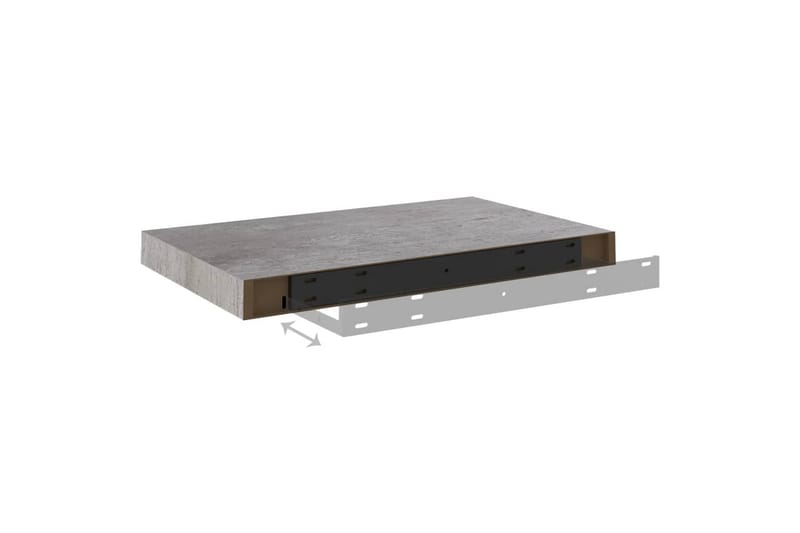 Flytende vegghyller 2 stk betonggrå 50x23x3,8 cm MDF - Grå - Oppbevaring - Hyller - Vegghylle