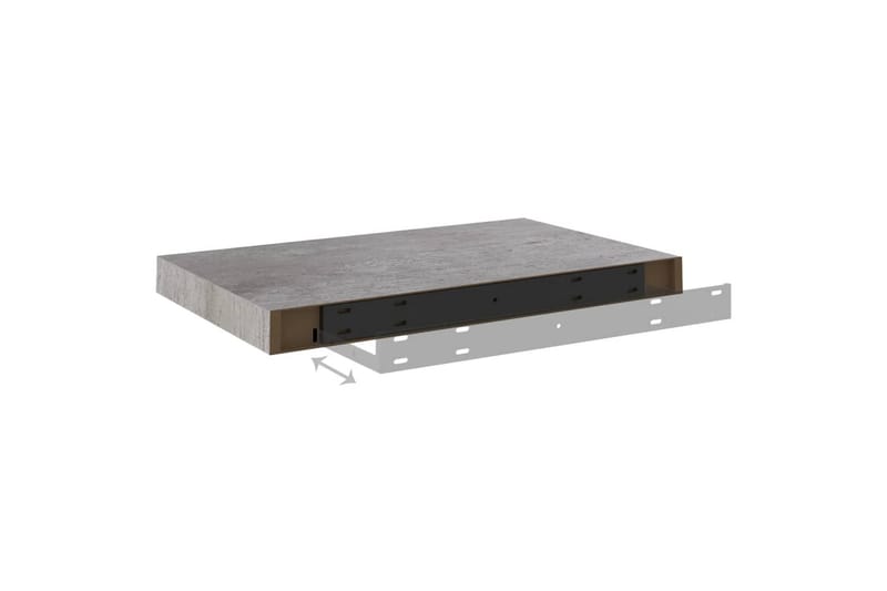 Flytende vegghyller 2 stk betonggrå 50x23x3,8 cm MDF - Grå - Vegghylle