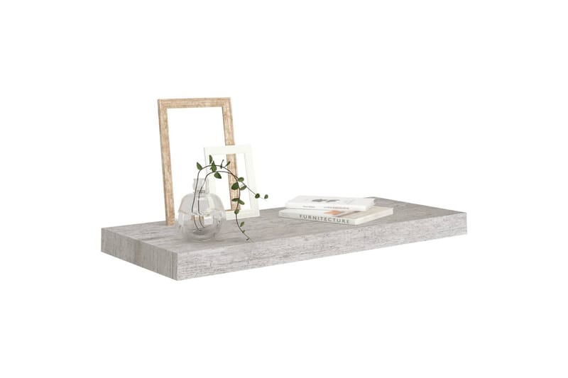 Flytende vegghyller 2 stk betonggrå 60x23,5x3,8 cm MDF - Grå - Vegghylle