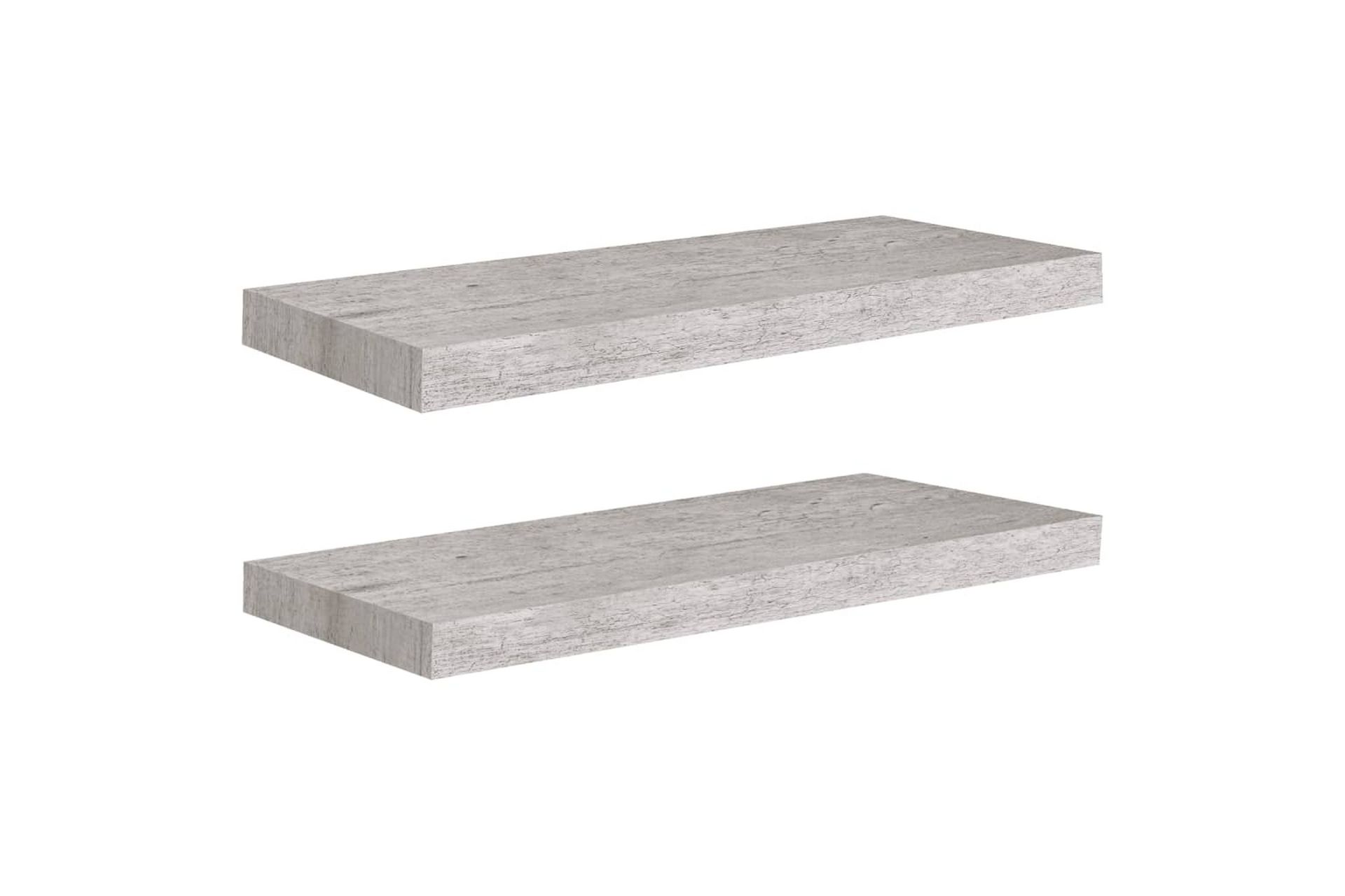 Flytende vegghyller 2 stk betonggrå 60x23,5x3,8 cm MDF - Grå - Oppbevaring - Hyller - Vegghylle