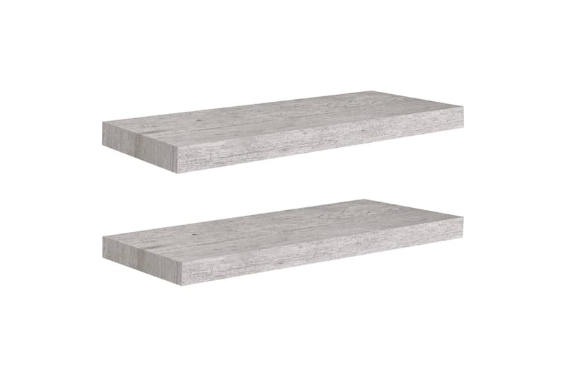 Flytende vegghyller 2 stk betonggrå 60x23,5x3,8 cm MDF - Grå - Vegghylle