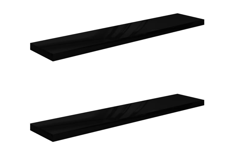 Flytende vegghyller 2 stk høyglans svart 120x23,5x3,8 cm MDF - Vegghylle
