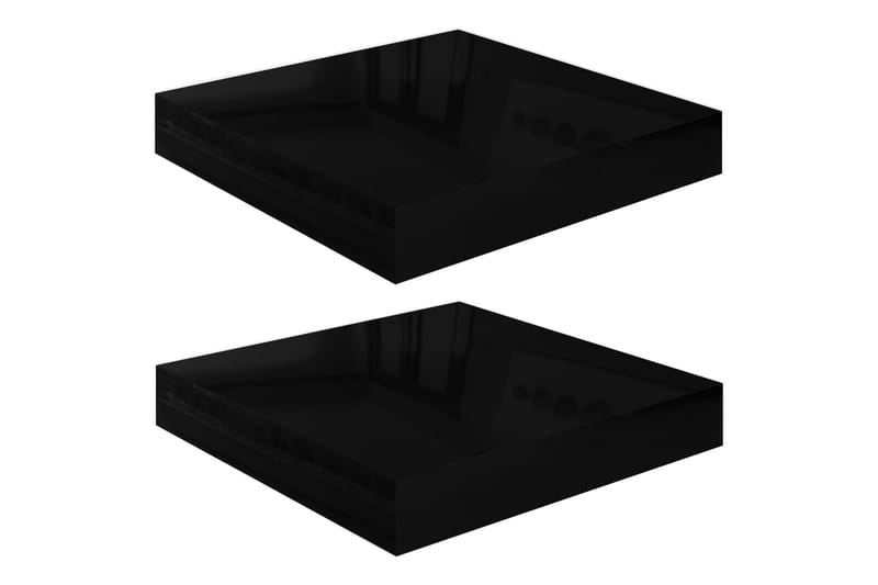 Flytende vegghyller 2 stk høyglans svart 23x23,5x3,8 cm MDF - Vegghylle