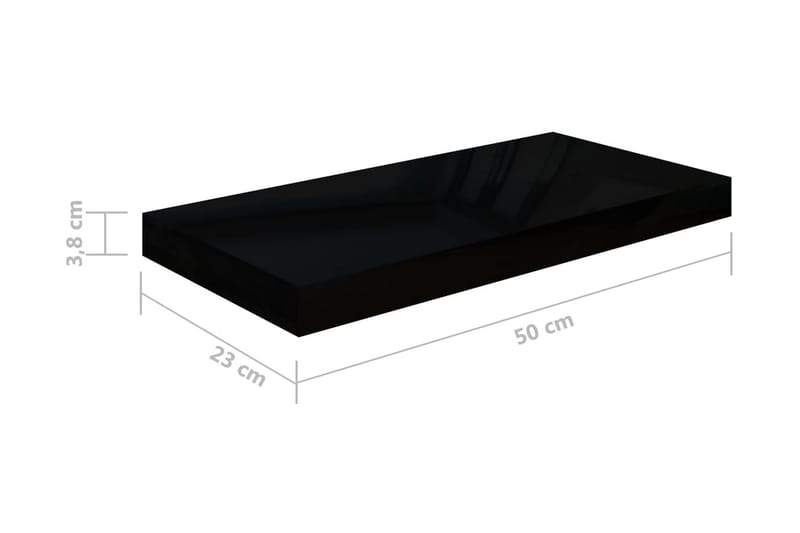 Flytende vegghyller 2 stk høyglans svart 50x23x3,8 cm MDF - Vegghylle