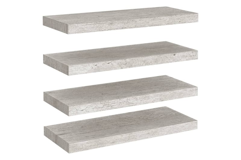 Flytende vegghyller 4 stk betonggrå 60x23,5x3,8 cm MDF - Grå - Vegghylle