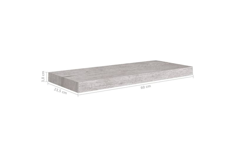 Flytende vegghyller 4 stk betonggrå 60x23,5x3,8 cm MDF - Grå - Vegghylle