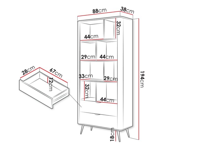 Forba Bokhylle 194 cm - hvit - Oppbevaring - Hyller - Bokhylle