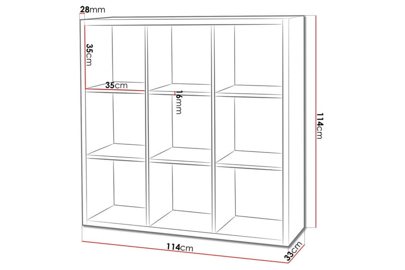 Franzine Bokhylle 114 cm i Eik - Beige - Oppbevaring - Hyller - Bokhylle