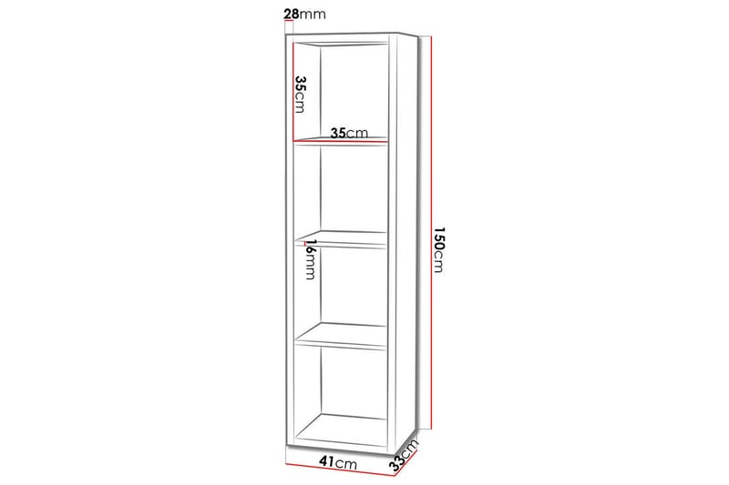 Franzine Bokhylle 41 cm i Malt Tre - Hvit - Oppbevaring - Hyller - Bokhylle