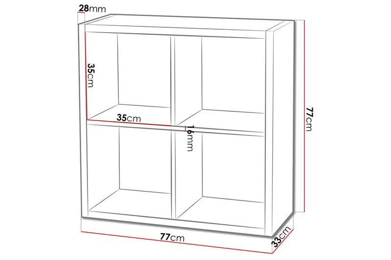 Franzine Bokhylle 77 cm i Eik - Beige - Oppbevaring - Hyller - Bokhylle