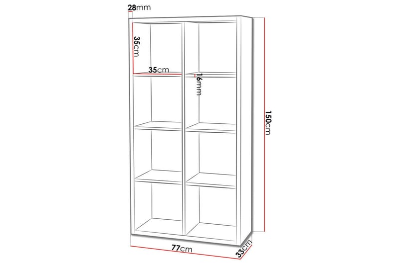Franzine Bokhylle 77 cm i Eik - Lysebrun - Oppbevaring - Hyller - Bokhylle