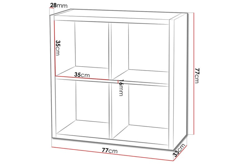 Franzine Bokhylle 77 cm i Malt Tre - Hvit - Oppbevaring - Hyller - Bokhylle
