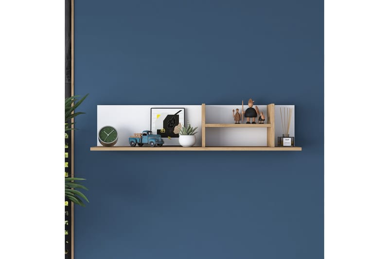 Friederich Vegghylle 120 cm - Hvit/Valnøtt - Oppbevaring - Hyller - Vegghylle